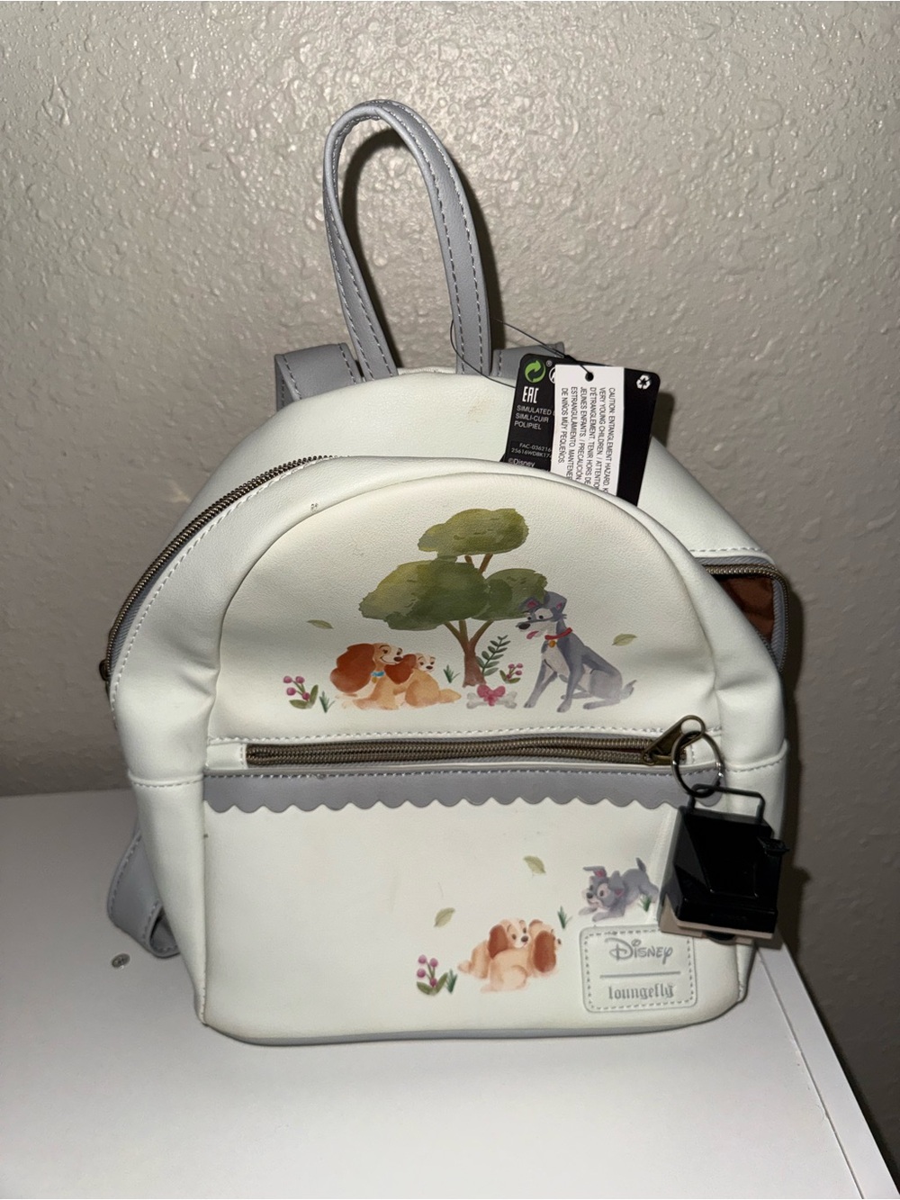 Loungefly White Lady and the Tramp Mini Backpack with Pastel Scene